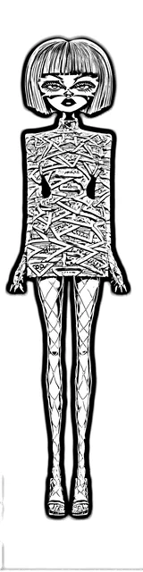 Free colorable bookmarks of a woman with short hair in a fashion look